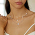 Silver Shell Pearl and Star Station Necklace